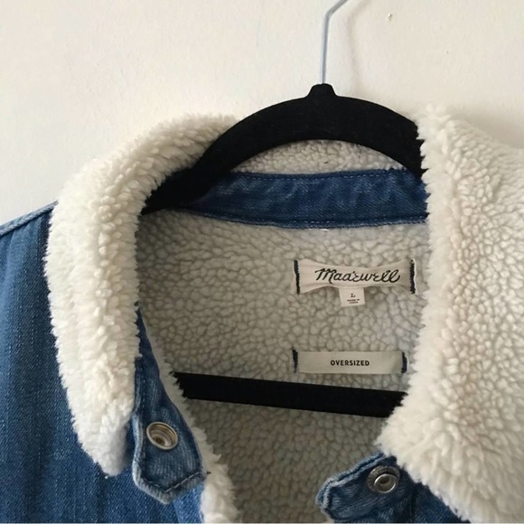 Madewell Oversized Jean Jacket Pinehill Wash: Sherpa Edition - Picture 3 of 7